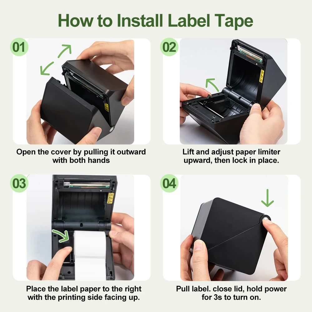 HPRT T260LR Portable Thermal Printer 203dpi Adhesive Sticker Desktop Mini Printer Bluetooth High-Speed Barcode Maker Paper Rolls