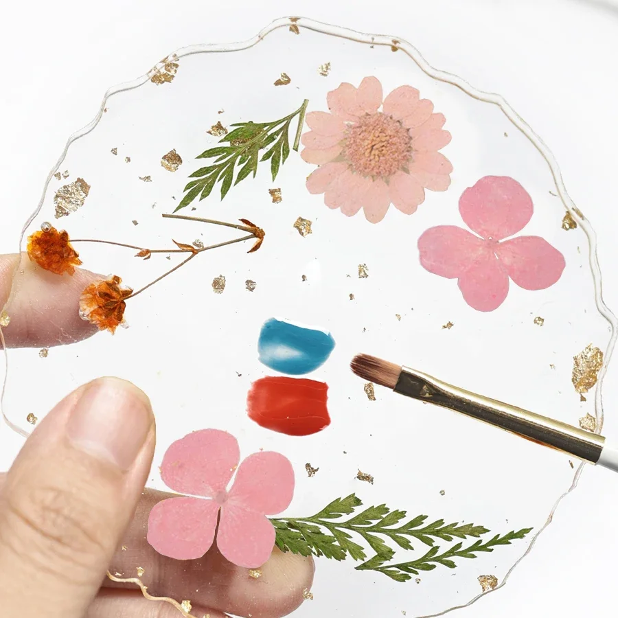 Golden Foil Nail Art Palette for Manicure Artists Flower Design Gel Polish Mixing Display Board Photography Tool