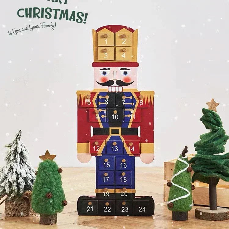 

Creative Home 24 Countdown Nutcracker Wooden Christmas Walnut Soldier Decoration Decoration Home Wooden Decoration Room Decor