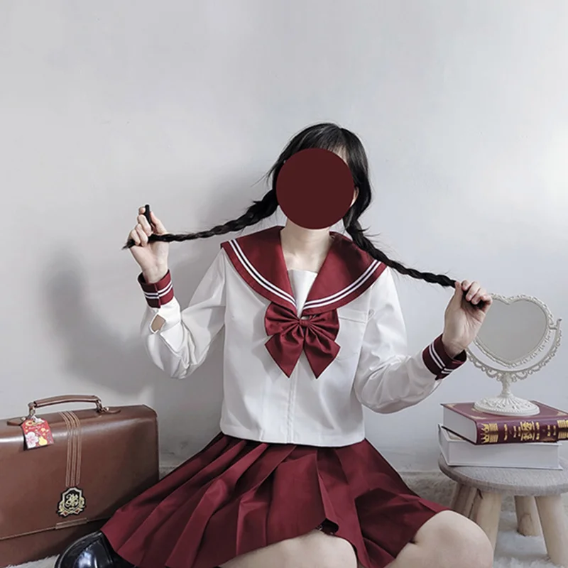Japanese School uniform s-xxl JK Uniform School Girl Uniform Green Costume Women's Sexy JK Suit Sailor Jacket Pleated Skirt suit 6