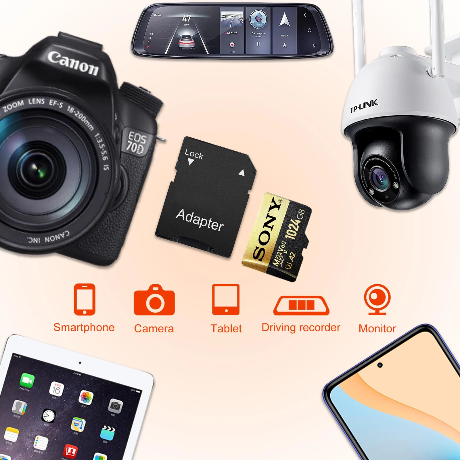  ޸ ī, ٵ ġ C10 V30, 4K ũ TF SD ī, 128GB, 256GB, 512GB, ޴ ٵ ӿ, 1TB