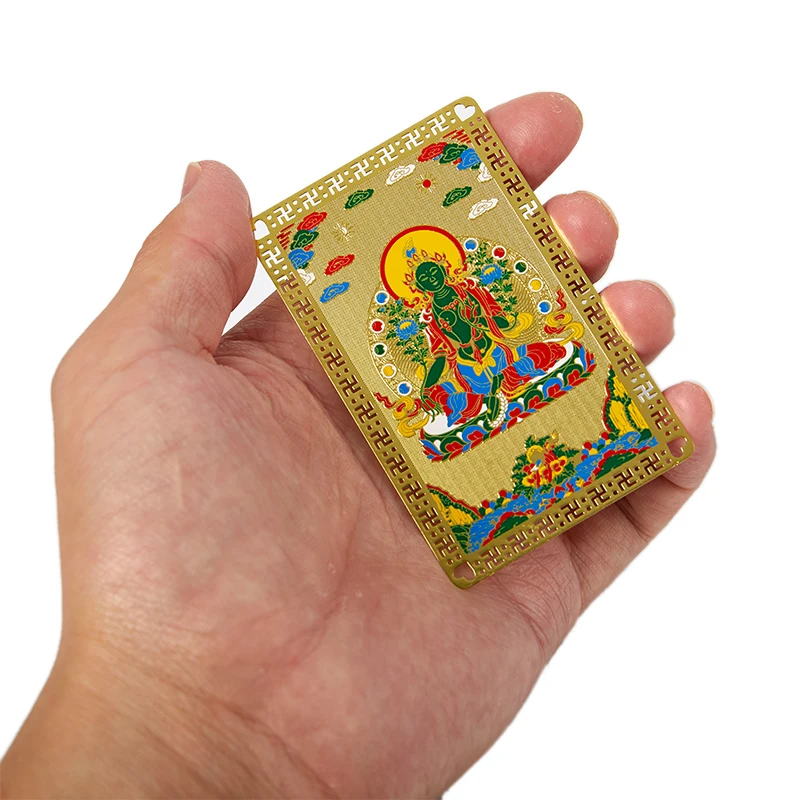 Monochrome Metal Buddha Card Copper Card God Of Wealth Guan Gong Fortune Buddhist Gold Amulet Gift