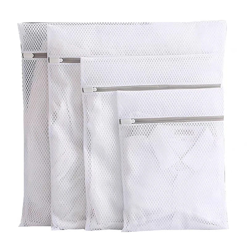 White Durable Large Washing Laundry Bag Mesh Organizer Net Dirty Bra Socks Underwear Shoe Storag Wash Machine Cover Clothes 6