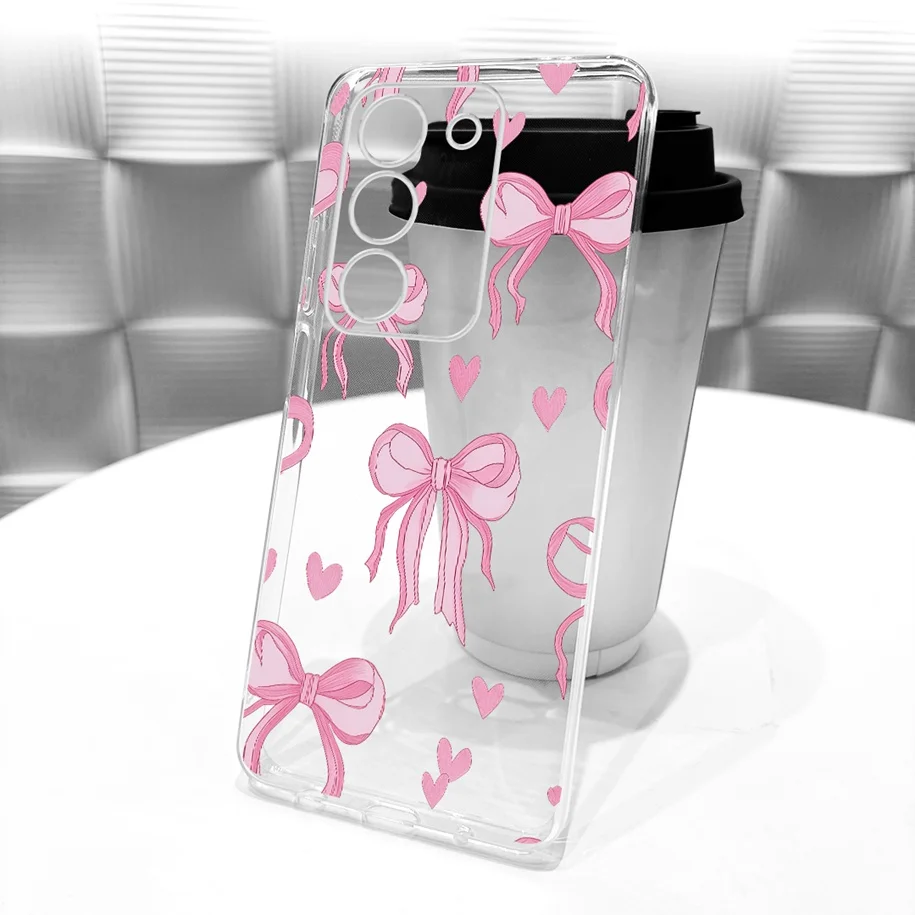 Floral Bow Bumper Soft Silicone Clear Phone Case Cover