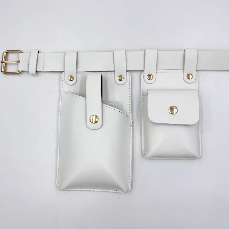 2 Piece Women's Belt Bag Luxury Designer Tactical Waist Bags Female Leather Flap Fanny Pack Shoulder Crossbody Chest Bag Purse