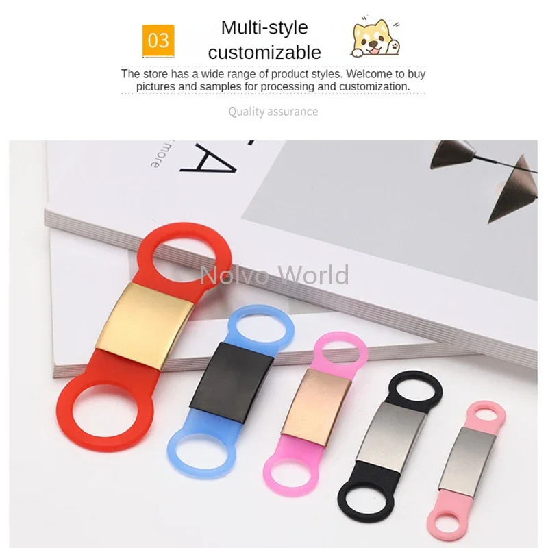 5PCS 12/15/20/25MM Silicone Stainless Steel Metal Pet ID Tags For Personalized Anti-lost Dogs Cats Custom Name Logo Nameplate