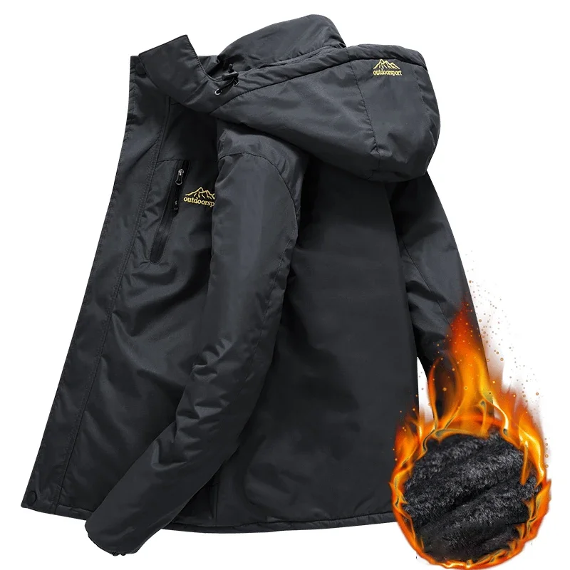 2024 Winter Inner Fleece Waterproof Jacket Men Women Outdoor Windbreaker Hiking Camping Skiing Rain Jacket Thick Thermal Coat