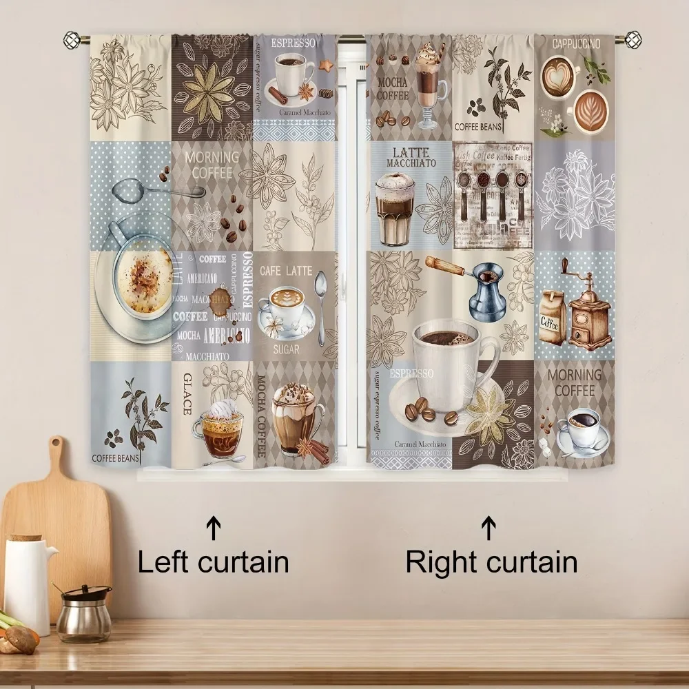 Description Picture 4 of item2Pcs Vintage Cafe Rod Pocket Rustic Polyester Kitchen Curtains For Kitchens Bedrooms Study Rooms Living Room Home Decoration