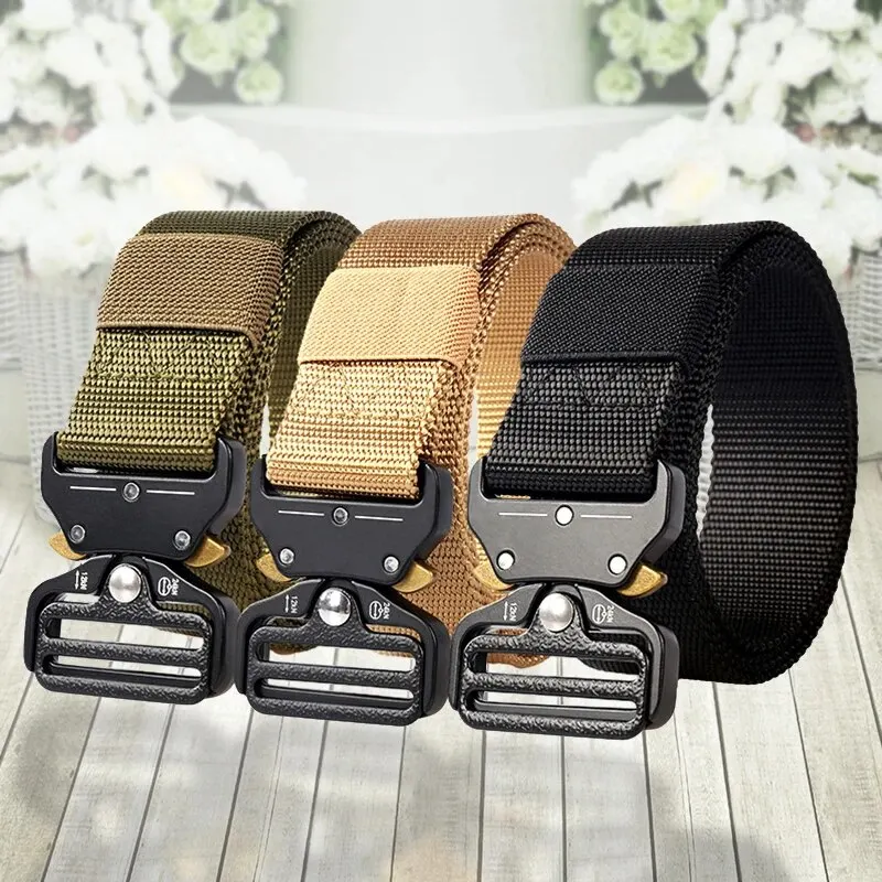 Boucle Dégagement Rapide Ceinture Tactique Militaire Homme - Nylon Renforcé 1000D - Boucle Métal Rapide - 125 Cm - Charge 500 Kg équipement Sport Outdoor