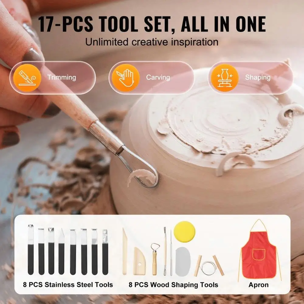 10 Inch Electric Ceramic Wheel 350W LCD Touch Screen with Foot Pedal Direct Drive for diy Art Craft with Shaping Tools Pink