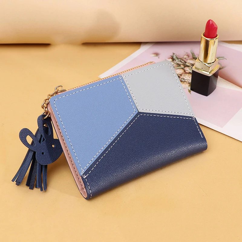 Women's Wallet Fashion Short Buckle Contrasting  Folding Wallet Purse Purse  - Wallets - Aliexpress