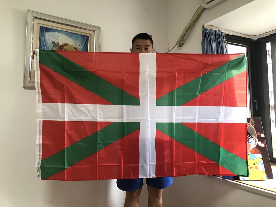 SKY FLAG Basque Flag 90x150cm 3x5ft double side printed polyester hanging Spain Spanish ikurrina Basque Flag
