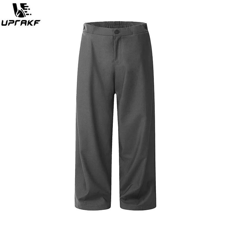 UPRAKF Baggy Trousers Comfort Casual Autumn Pantalones Black Grey Color Straight-leg Loose