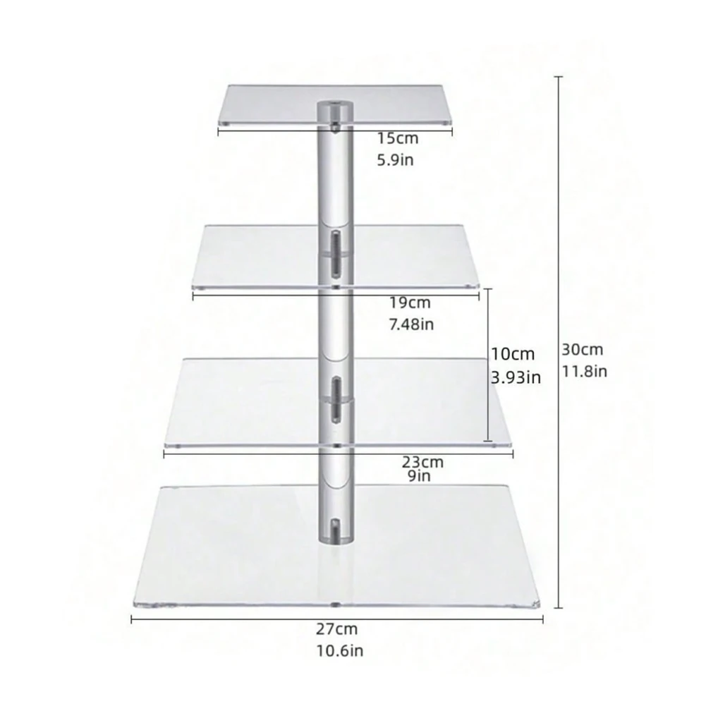 3/4 Tier Acrylic Cupcake Display Stand with LED Light Cupcake Tower Stand Square Display Stand for Birthday Wedding Party