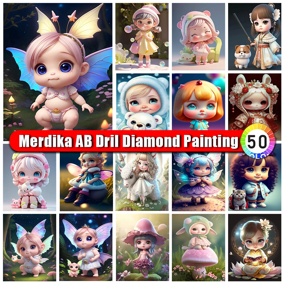 

Merdika Zipper Bag AB Diamond Painting Girl Diy Embroidery Cross Stitch Diamond Mosaic Cartoon Picture Handicraft Home Decor
