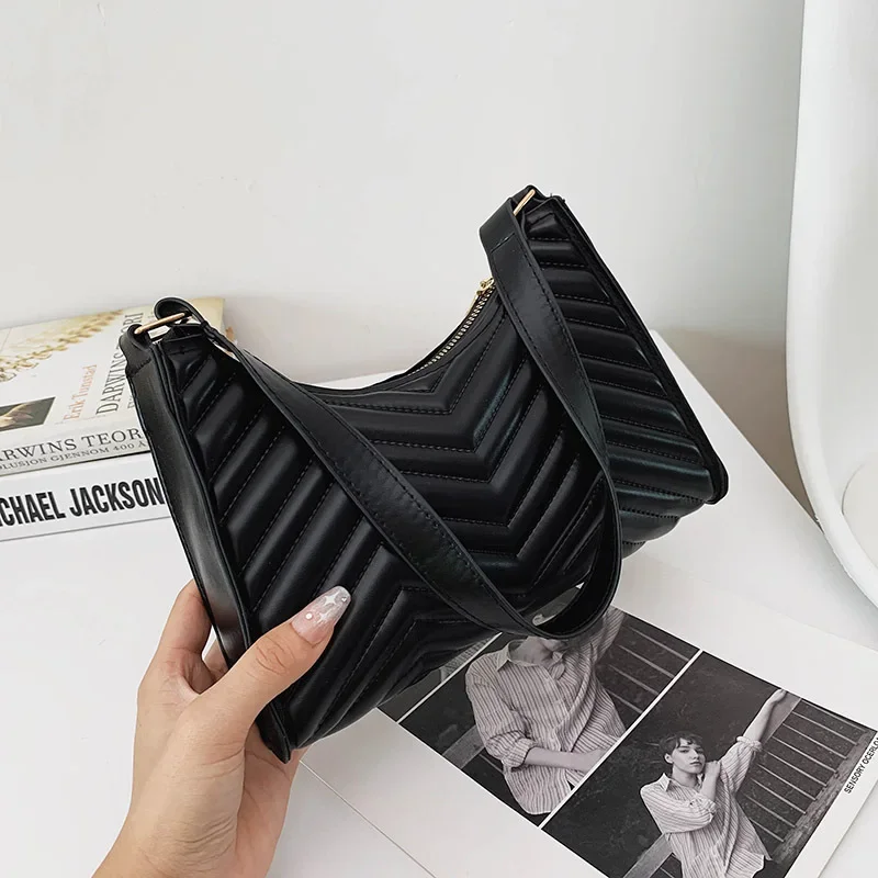 

Кожаные сумки через плечо с узором «полумесяц» под крокодиловую кожу для женщин, простые Стильные женские винтажные трендовые сумки через плечо для подмышек