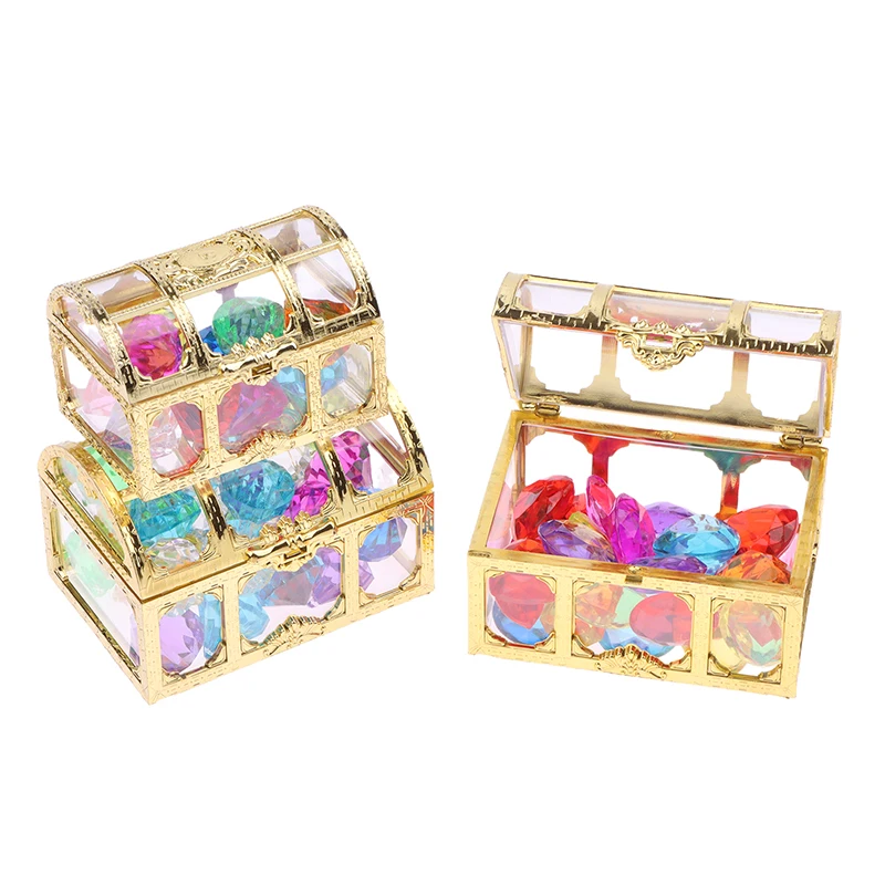 1Set Children Simulation Plastic Crystal Box Treasure Kids Acrylic Colorful Diamond Gems Plastic Large Jewels Toy 2.5cm Diameter 4
