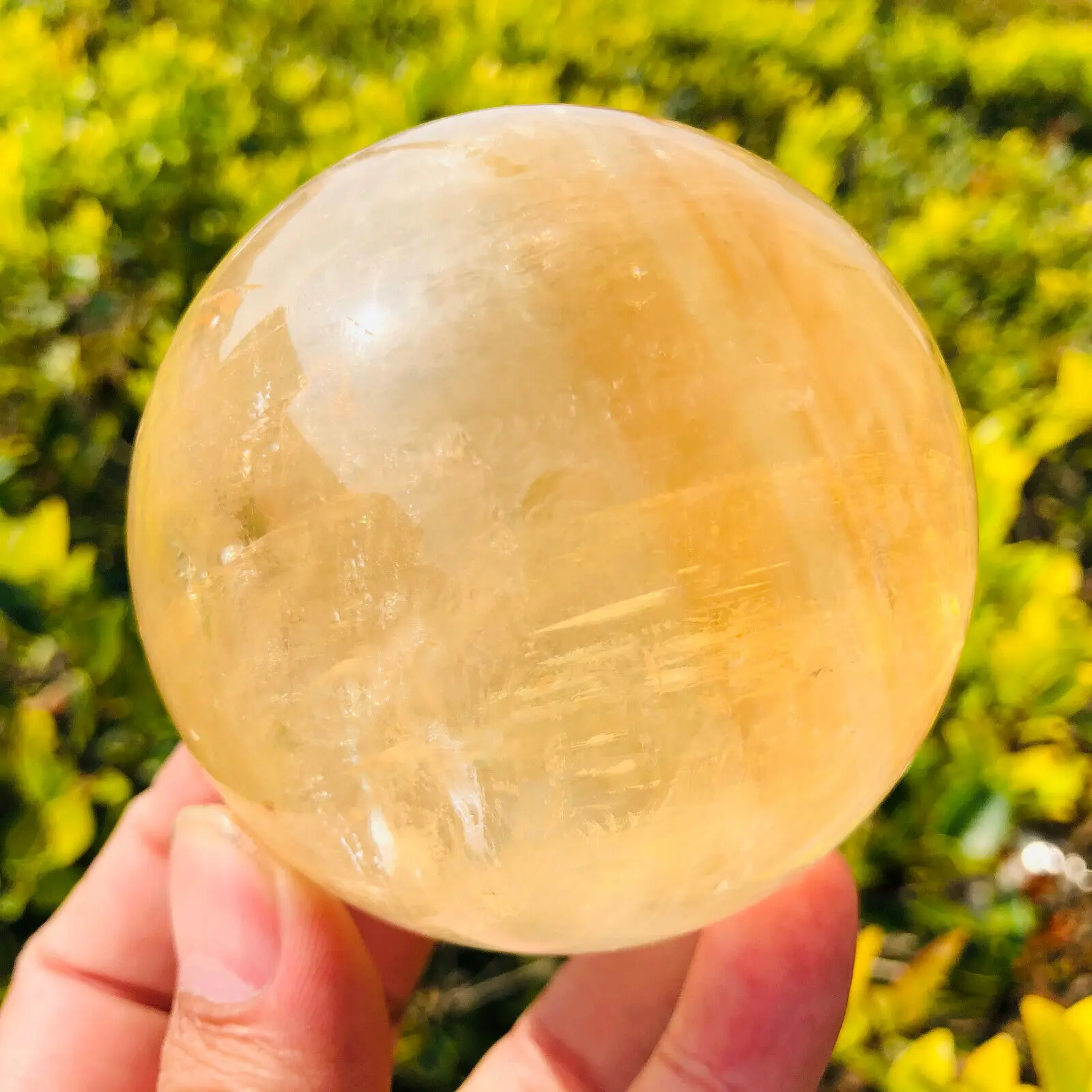 

Magical Natural Orange Calcite Ball, Quartz Crystal Ball Mineral Reiki Healing Stone, Home Office Degaussing Decoration