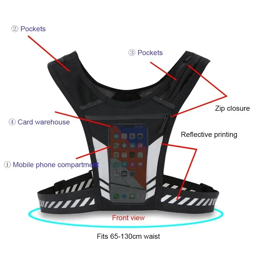 1Pcs Running Vest, Ultralight Reflective Running Vest Chest Pack for Trail Running Hiking, Women & Men 4
