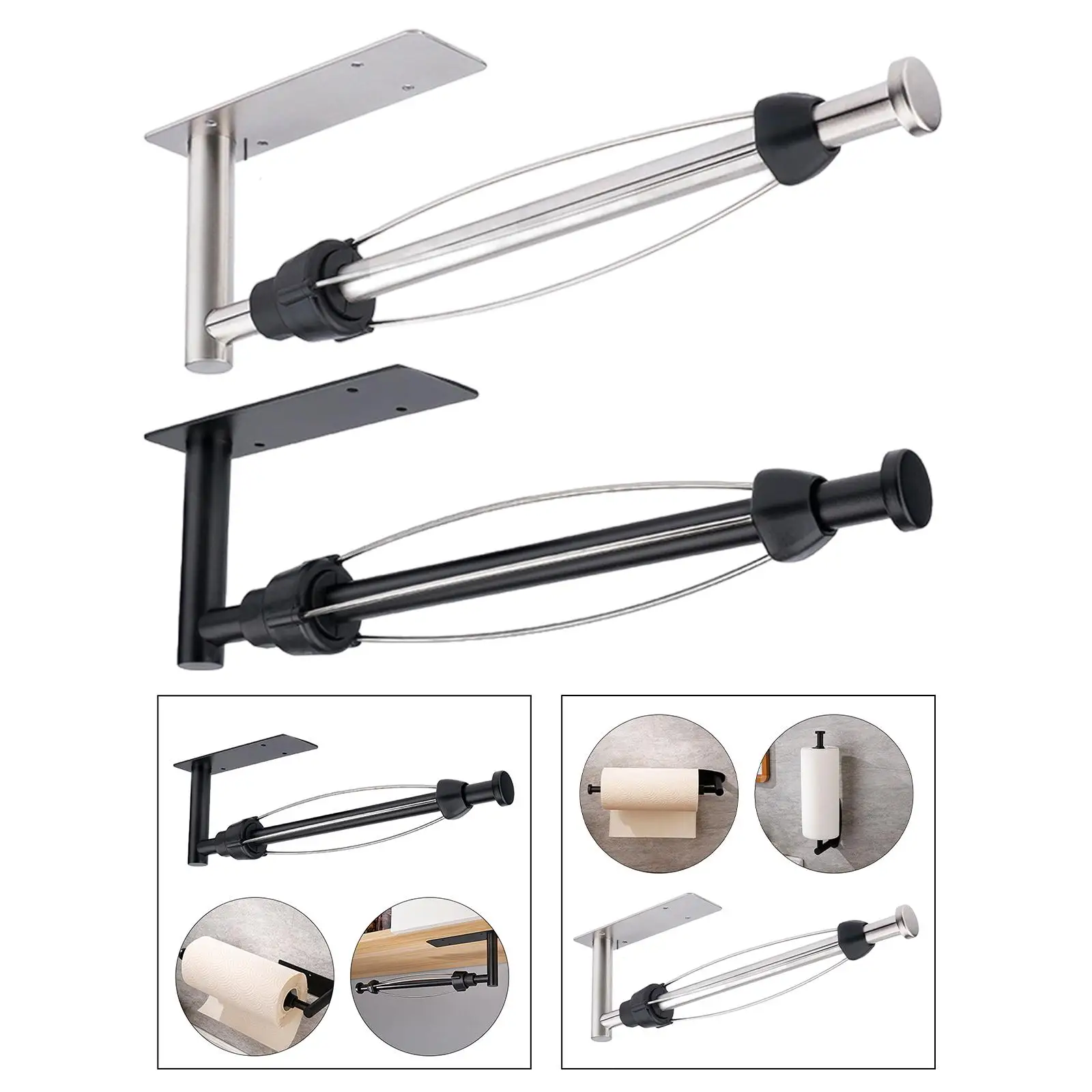 Paper Towel Roll Holder Kitchen Organization Easy Tear Wall Mount under Cabinet Home Hotel