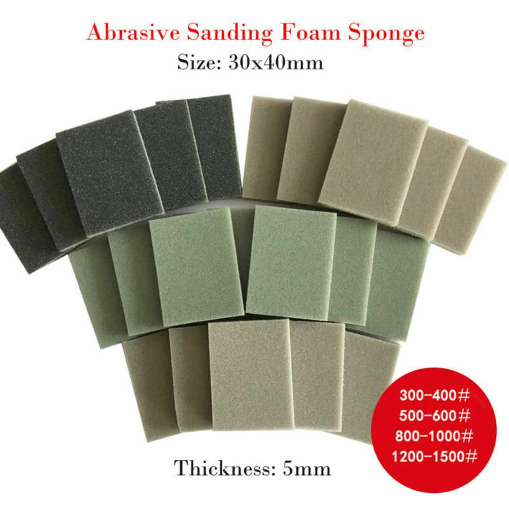 

10Pcs Sponge Sanding Blocks Wet Dry Grinding Sandpaper 300-400/500-600/800-1000 1200-1500 Grit Polish Pads Abrasive Sand Papers