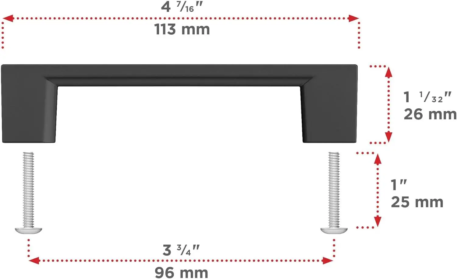 Collection 3 3/4-inch (96 mm) Center-to-Center Champagne Bronze Modern Rectangular Cabinet and Drawer Pull Handle