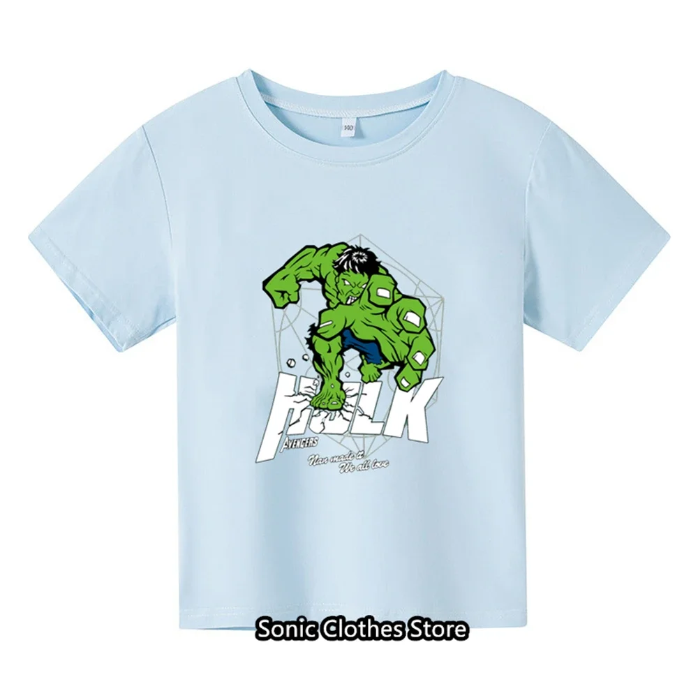 Camiseta de superhéroe para niños de 3 a 14 años, camisa de Spiderman, ropa de moda de Hulk, ropa para bebés, Tops giratorios de cumpleaños