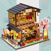 DIY Wooden Miniature Model Kit Japanese Sushi Store Casa Doll Houses 3D Puzzle Dollhouse With Furniture Lights for Friends Gifts 2