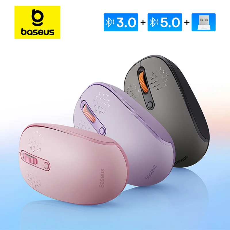 wireless mouse Baseus Wireless Mouse Bluetooth 5.0 3.0 2.4G Mode Silent Click Button 1600 DPI for Computer Laptop Tablet Ergonomic Mouse