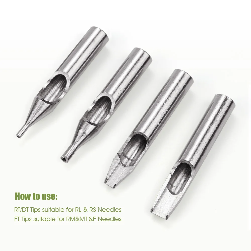 Tattoo Microblading Needles Tattoo Needle Tip 10pcs RT FT DT Sterile Tattoo Stainless Steel Disposable Needle Tip Nozzle Disposable Gun Nozzle