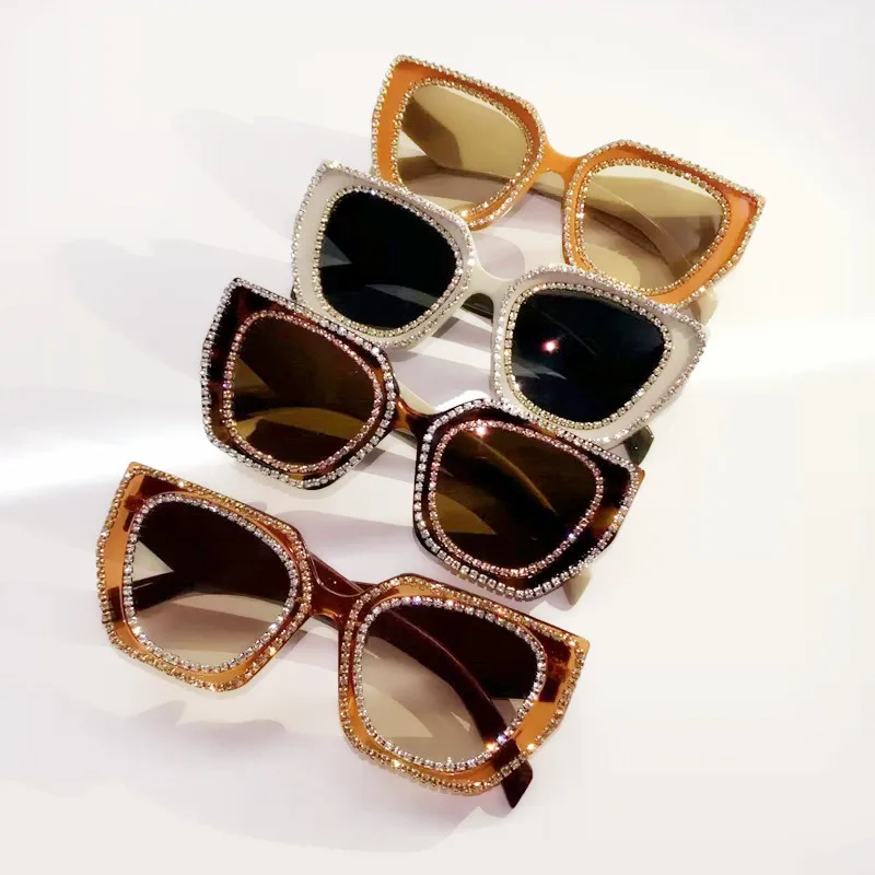 Square Diamonds Sunglasses Women 2023 Fashion  Rhinestone Sun Glasses Men Outdoor Shades Punk Eyewear Female UV400_voghion.com