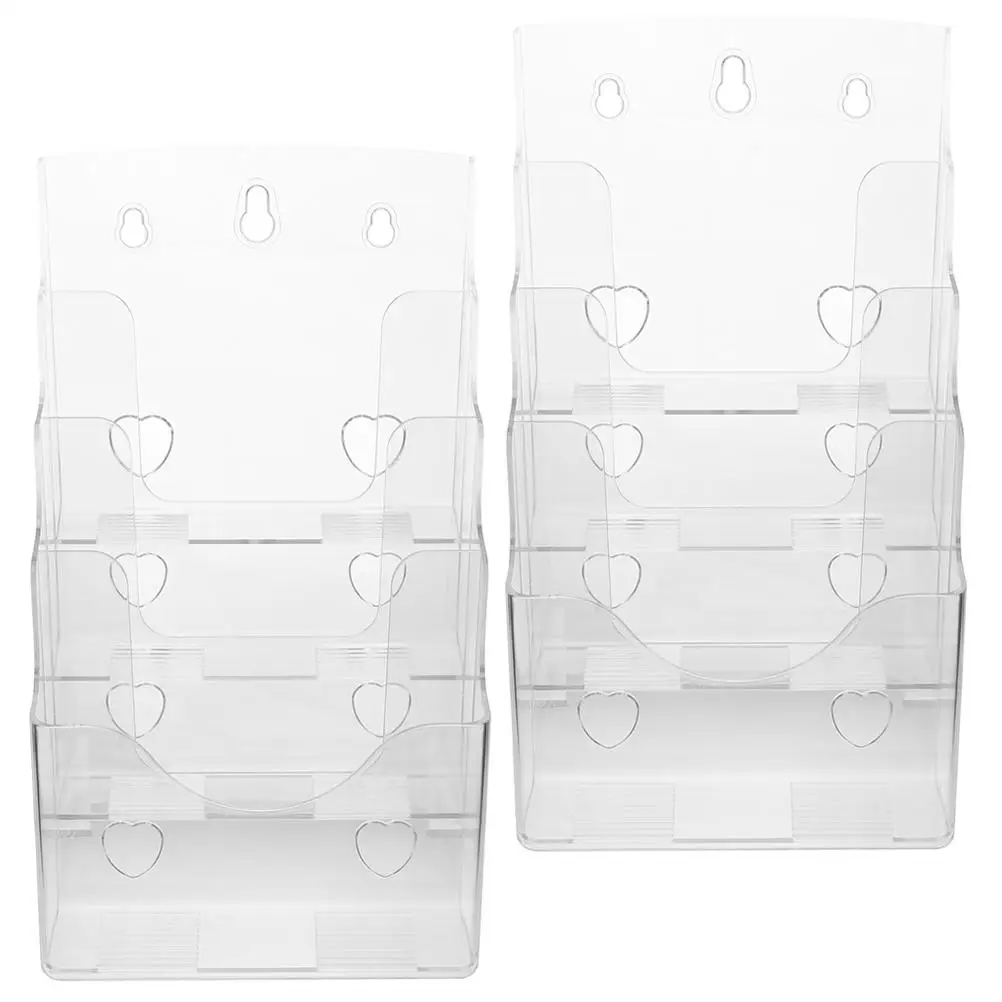 2pcs A5 Acrylic Brochure Display Stand Rack Flyer Holder Magazine Organizer Plastic Literature Rack Document Storage