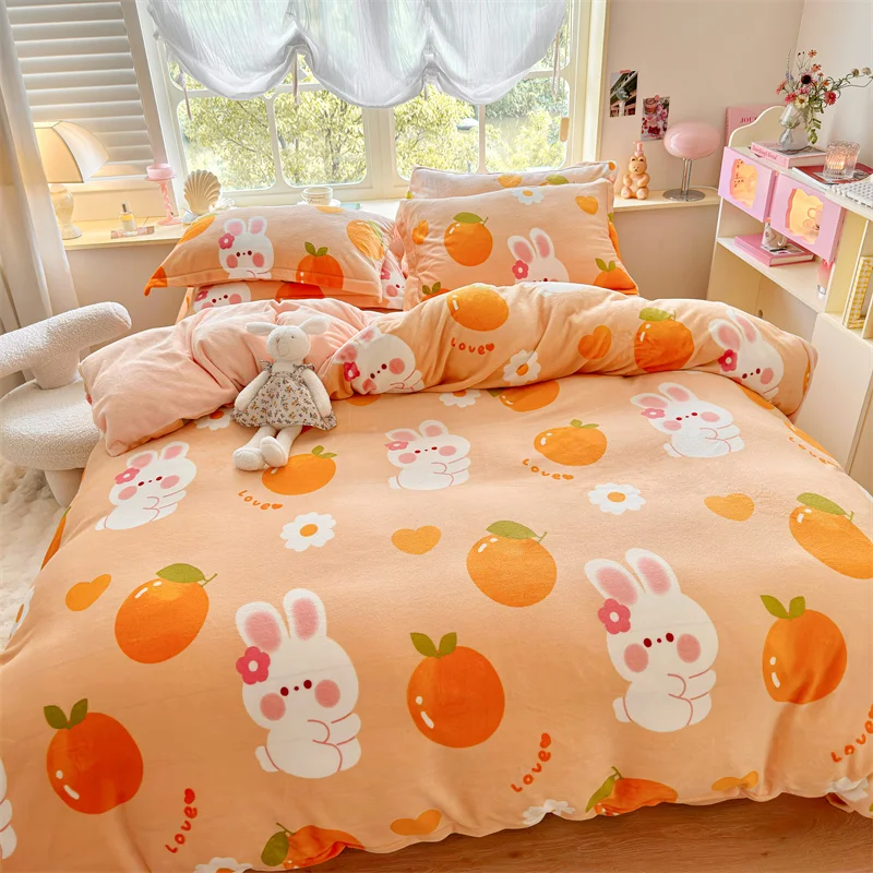 

Milk Velvet Duvet Cover for Bedroom Rabbit Thicken Comforter Sets Quilt Cover Bedding Set Duvet Cover Twin Queen King Bed Linen