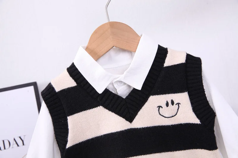 Toddler Boy Striped Vest, Shirt & Jeans Set 5