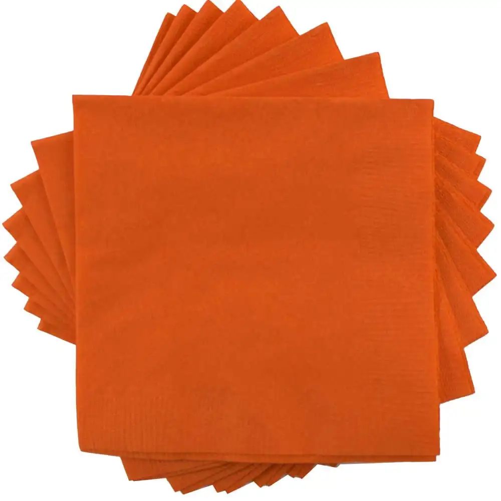 

Bulk Small Beverage Napkins, 5 x 5, Orange, 480/Box
