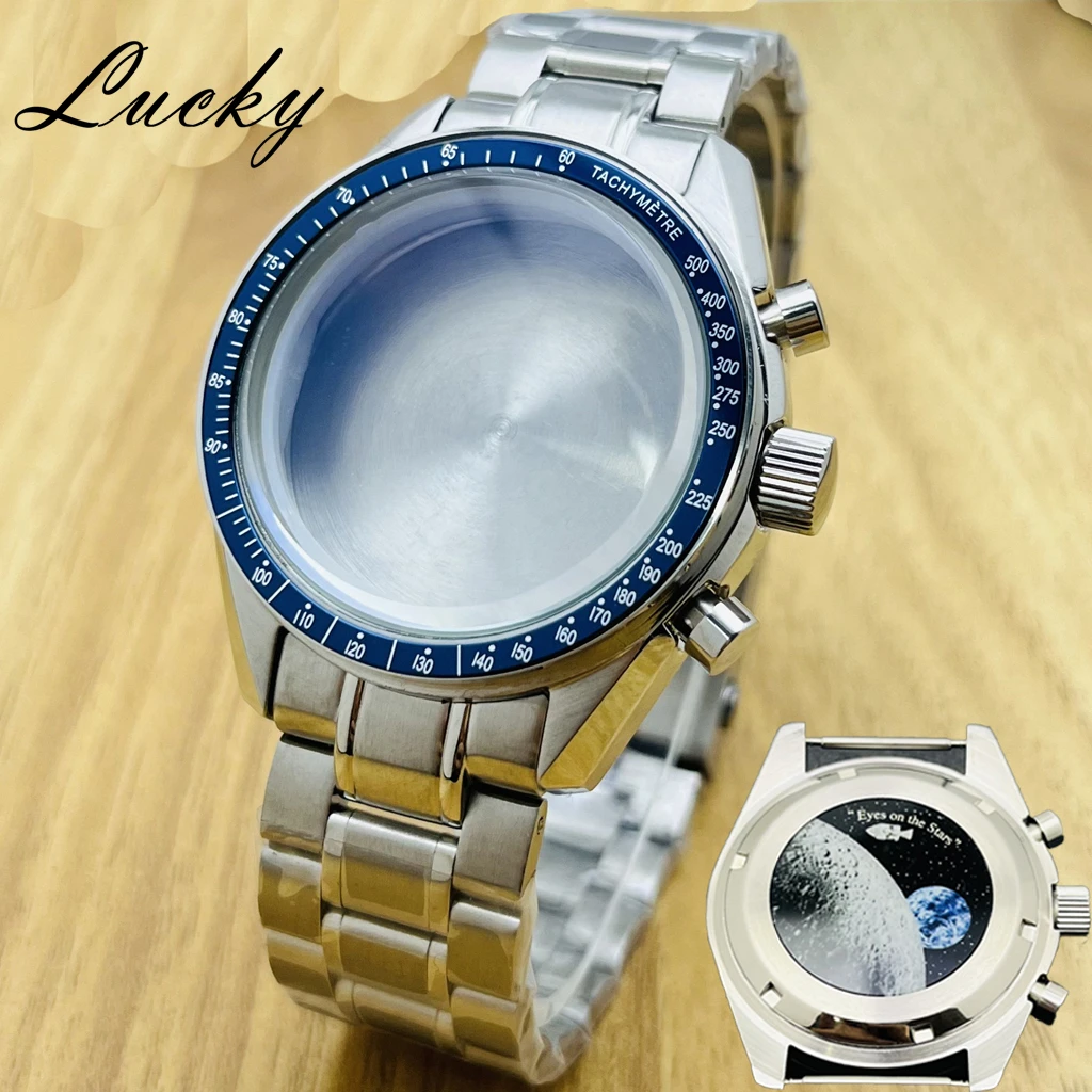 39,7mm Herrenuhren mit Goldlünette, Speedmaster-Gehäuse, passend für Omega VK64 VK63 Quarzwerk, Ersatzteile und Zubehör – Detail 23