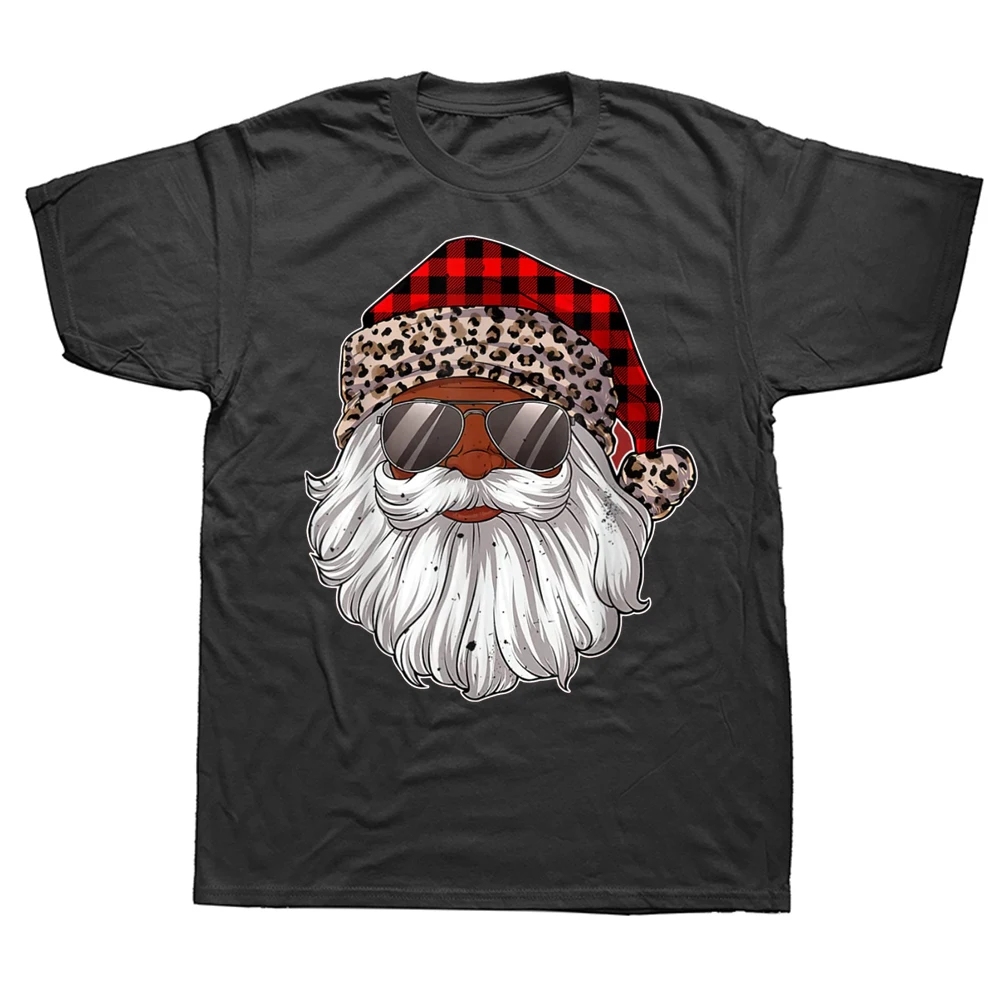 

African American Santa Claus Black Christmas Xmas T Shirts Cotton Streetwear Short Sleeve Birthday Gifts T-shirt Mens Clothing