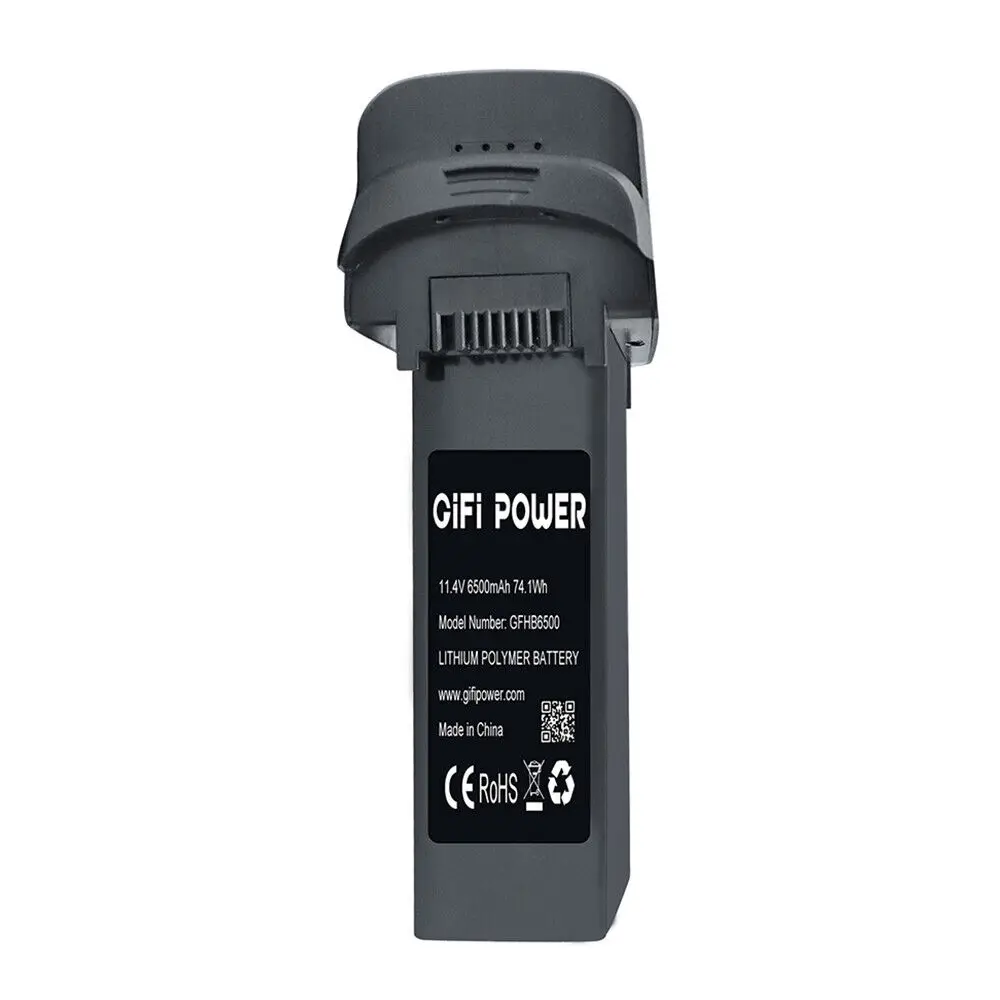 Batterie de remplacement 6500mAh 11.4V pour Hubsan Zino Pro Plus, vue latérale montrant l'épaisseur.