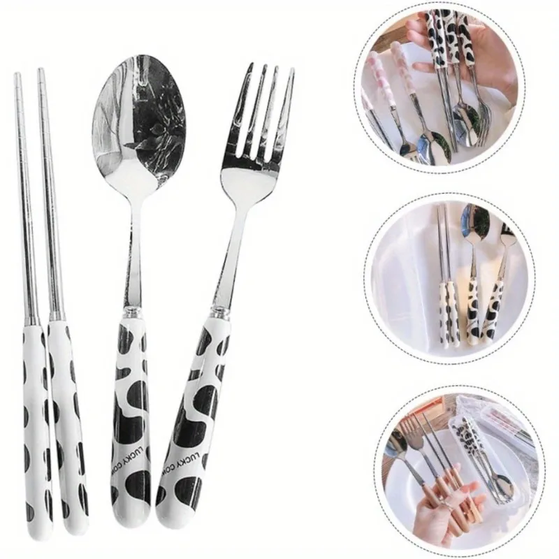 Portable Stainless Steel Cutlery with Storage Box Reusable Spoon Fork Chopsticks for Travel Workplace Restaurant and Home Use
