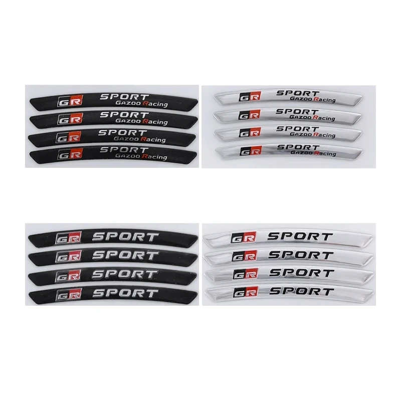 4Pcs Metal Gr Sport Logo Car Wheel Sticker Per Toyota Yaris Ch R Rav4 Corolla Hilux Gr Gazoo Racing Gr Sport Sticker Accessori