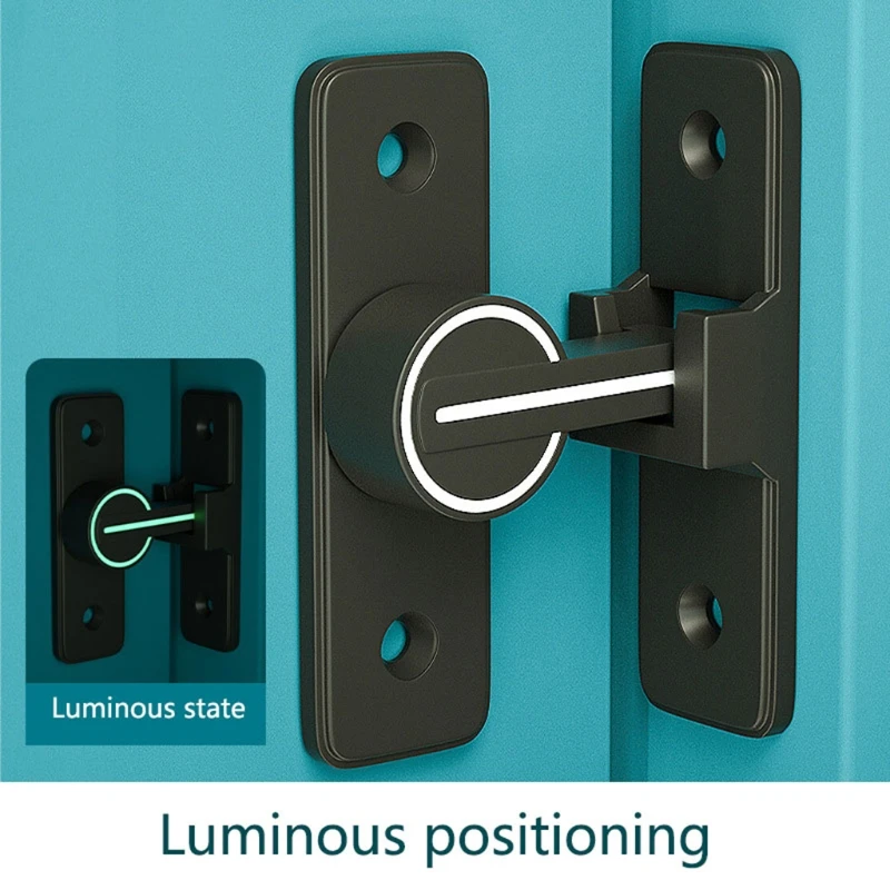 Door Latch Keyless Twist Locks Zinc Alloy Rotate Bolt Lock 90/180 Degree Gate Latches Privacy Catch Latch Luminous Door Hardware Gate Lock