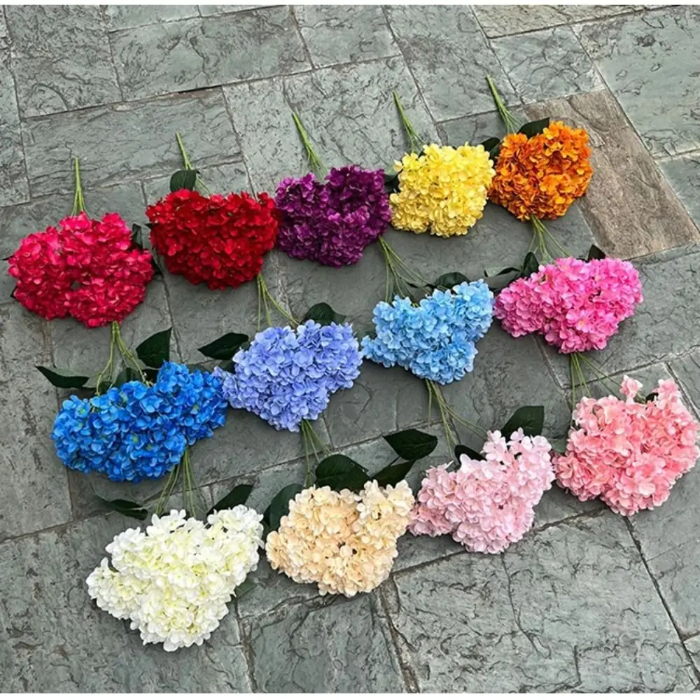 1PC Large Size 5 Heads Artificial Hydrangea Silk Decorative Fake Flowers Wedding Bridal Bouquet Wedding Floral Arrangement