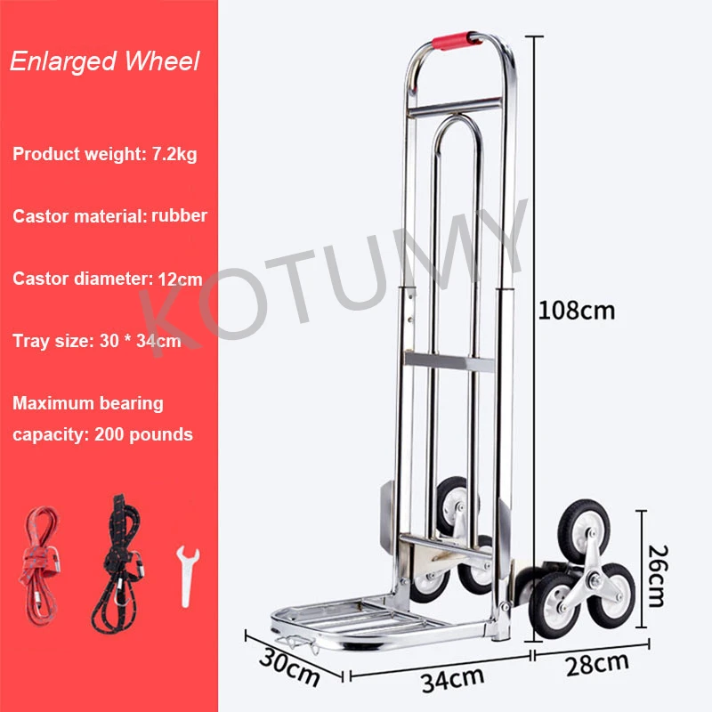 Foldable Stair Climbing Cart Shopping Camping Heavy-Duty Hand Truck Easy Fold Trolley Household Grocery Load Trailer Pulling