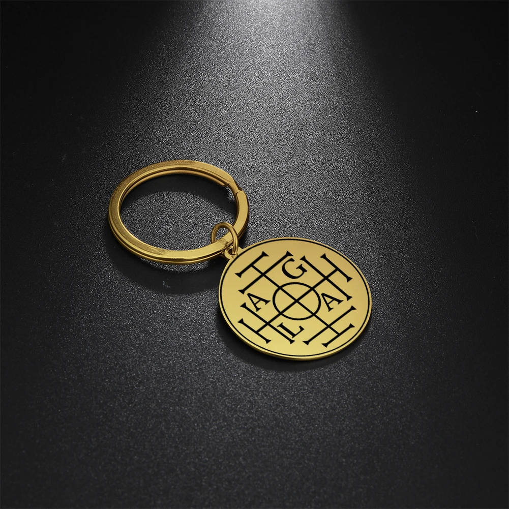 Dawapara Erzengel Siegel Talisman Schlüsselanhänger Metatron Hexerei Dreifachmond Pentagramm Anhänger Edelstahl Schmuck – Detail 11