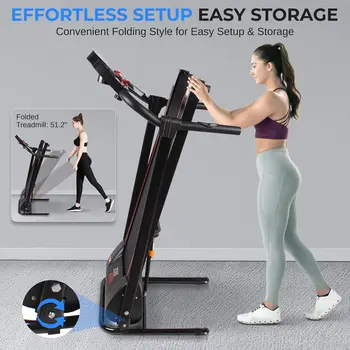Electric Folding Treadmill Exercise Machine - Smart Compact Digital Fitness Treadmill Workout Trainer w/Bluetooth 4