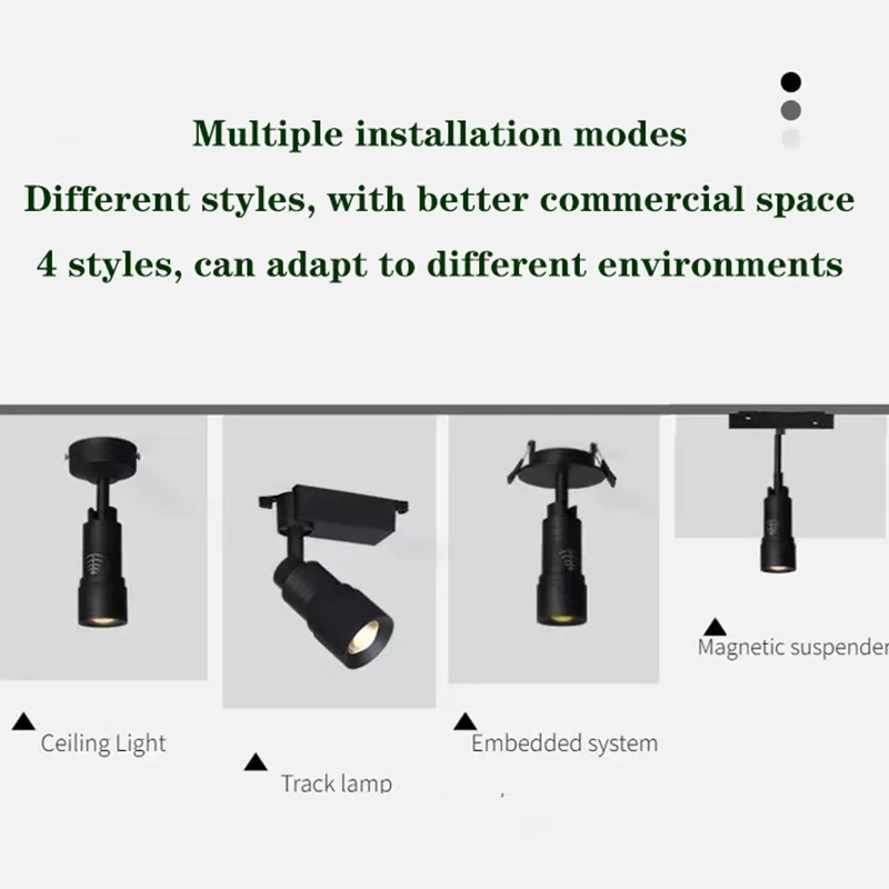 LED Adjustable Spotlight Store Restaurant Track light Small Angle COB Ceiling light 8°~60° Focusing Suitable for Cafe Museum 2