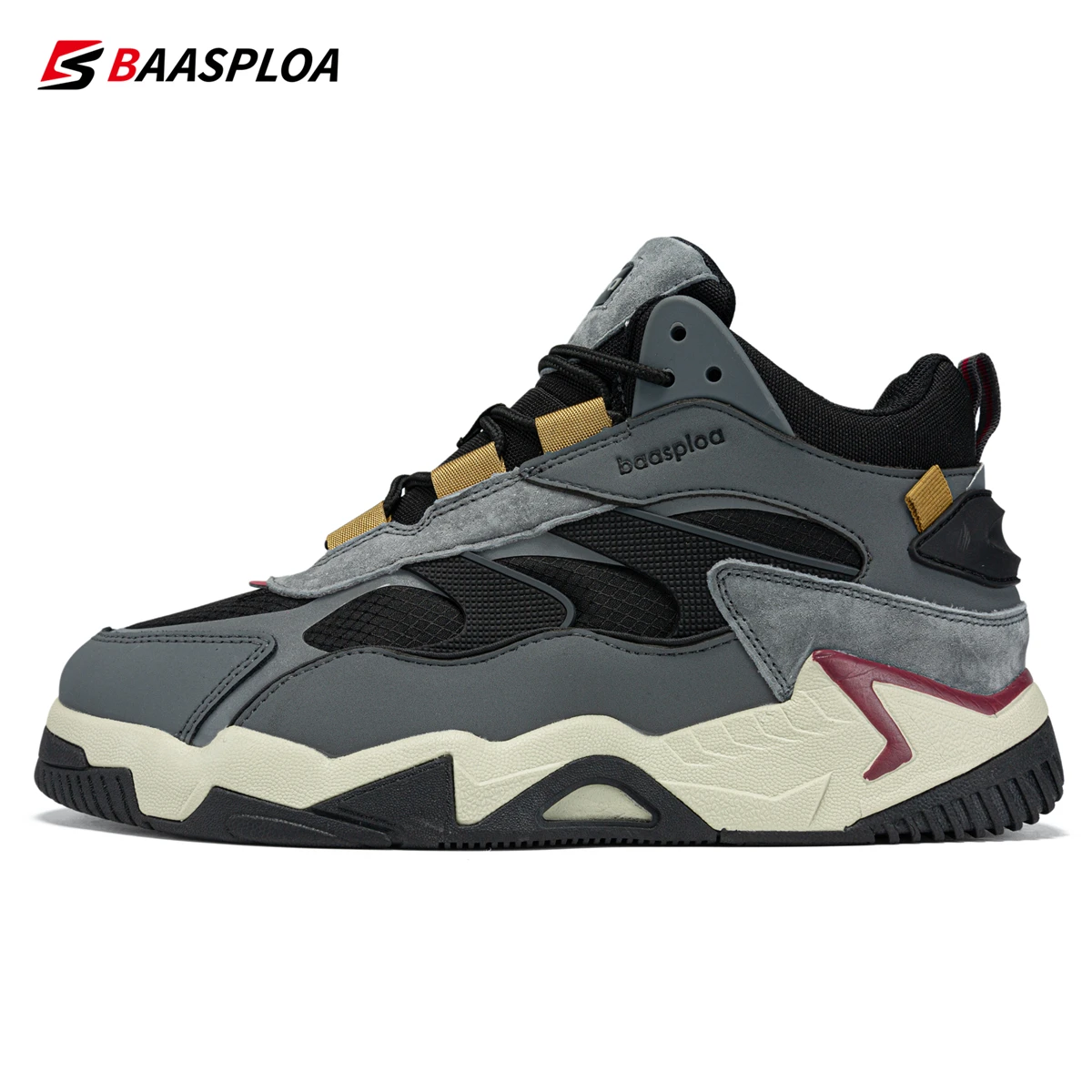 Baasploa Men Winter Sneakers Leather Waterproof Sport Shoes for Men Comfort Plush Warm Male Sneakers Non-Slip Free Shipping
