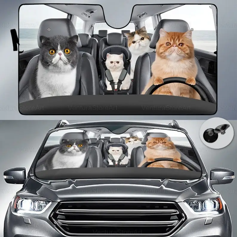 

Family Exotic Car Sunshade, Exotic Cat Sunshade, Exotic Lover, Exotic Car Decoration, Car Sun Protector, Exotic Decoration LNG04