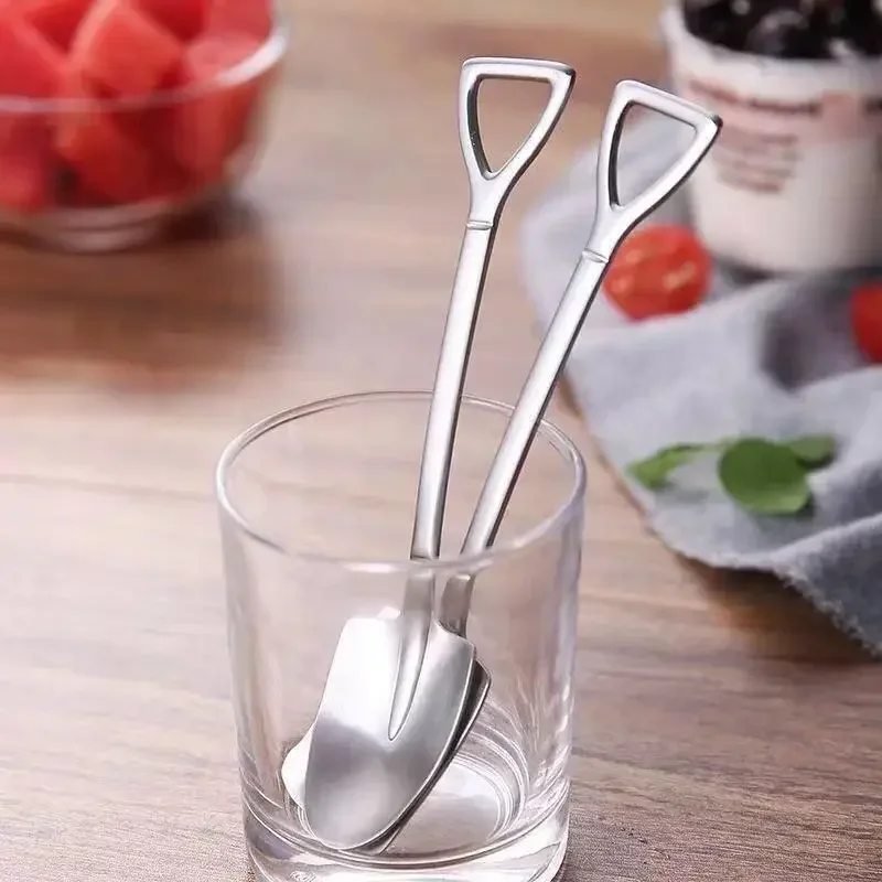 Tea Spoons 4Pcs/set Stainless Steel Shovel Spoons Creative Coffee Spoon Ice Cream Dessert Tableware Scoop