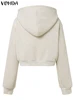 VONDA Fashion Long Sleeve Hooded Sweatshirts 2024 Women Causal Solid Color Zipper Pullover Soprt Simple Loose Hoodies Oversized 5